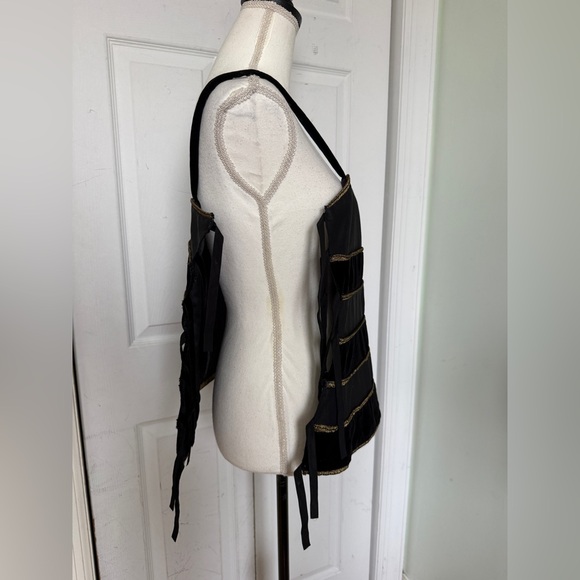 Late 1980s Gianni Versace Black and Gold Baroque Velvet Silk Corset Top Sz Large - Picture 10 of 15